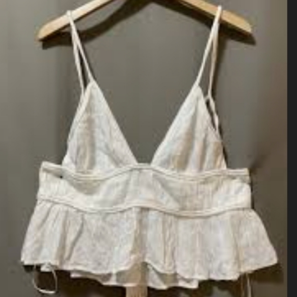 Zara Vicose Strappy White Braided Boho Tank